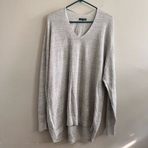 Pas de Calais Woman's V‎ neck Tunic Sweater Grey Size 38 (Large)